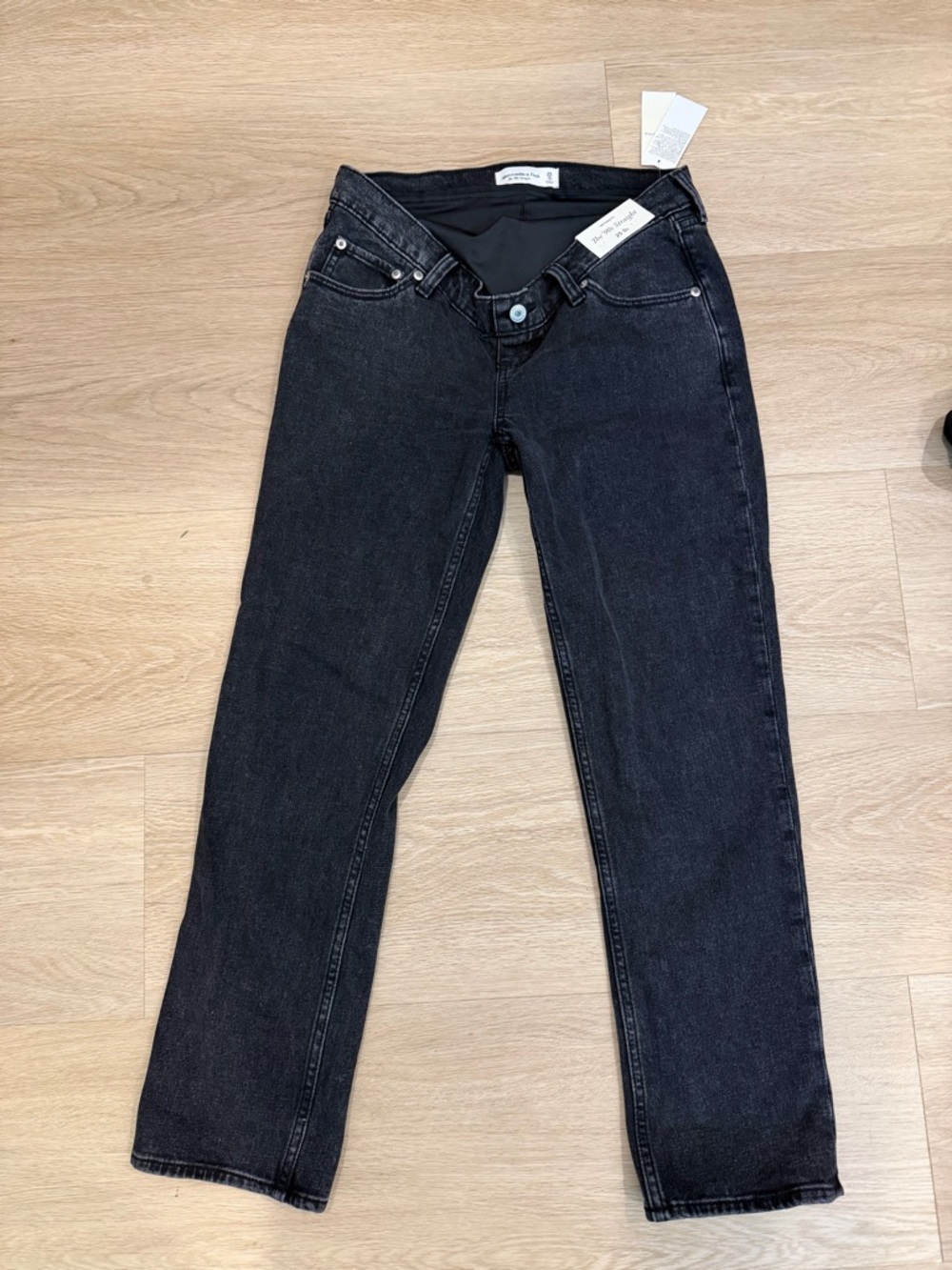 Abercrombie & Fitch Women's Black Straight-Leg Jeans maternity